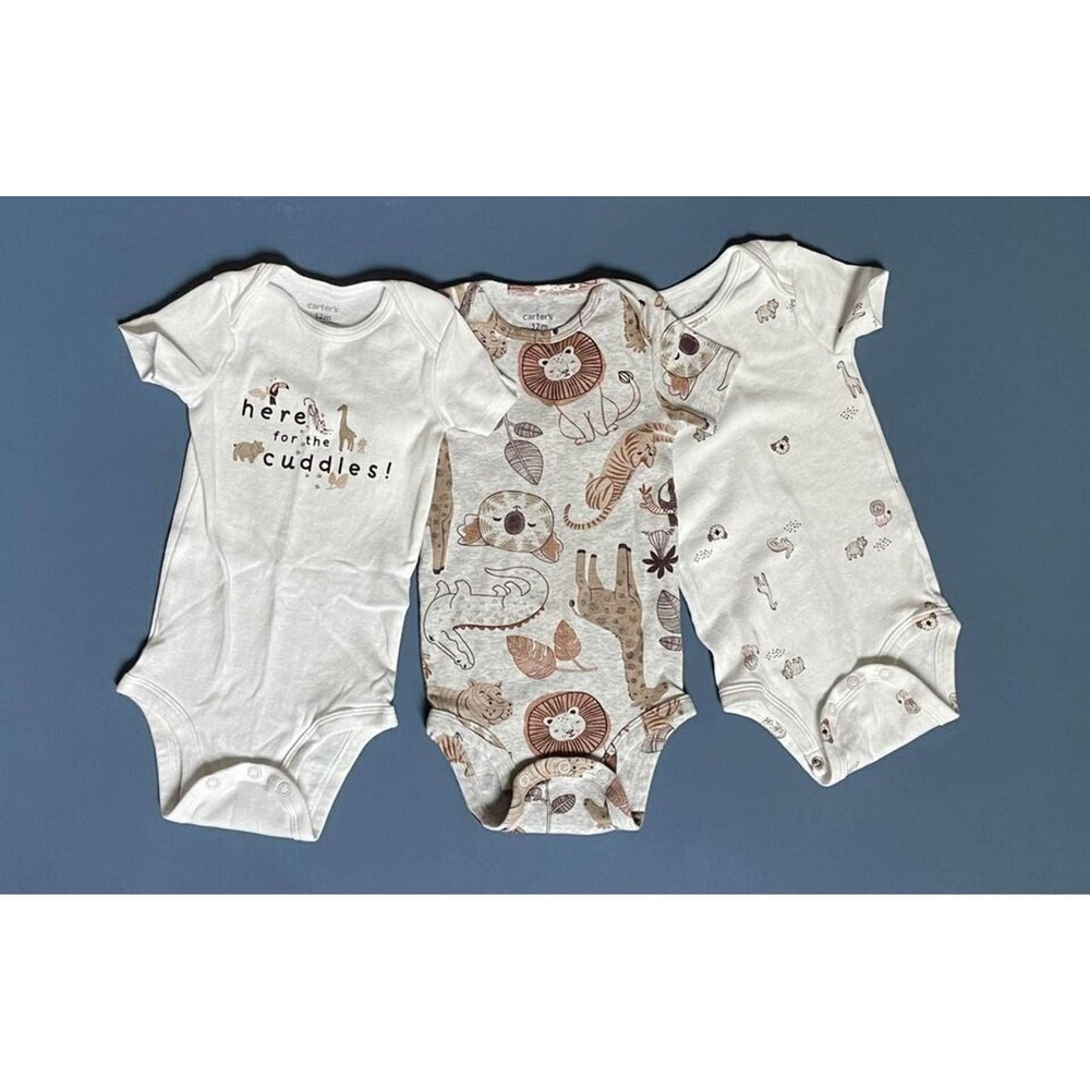 12M Jungle Animal Bodysuit Lot - Carter's - 12 months - 3 pieces - mono de bebé